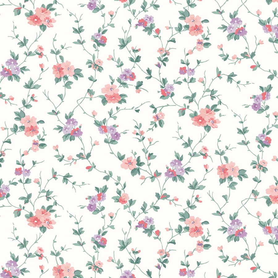 Tapeta na zeď, zelená, fialová, květy, Laura Ashley 4 - Tapety Yara