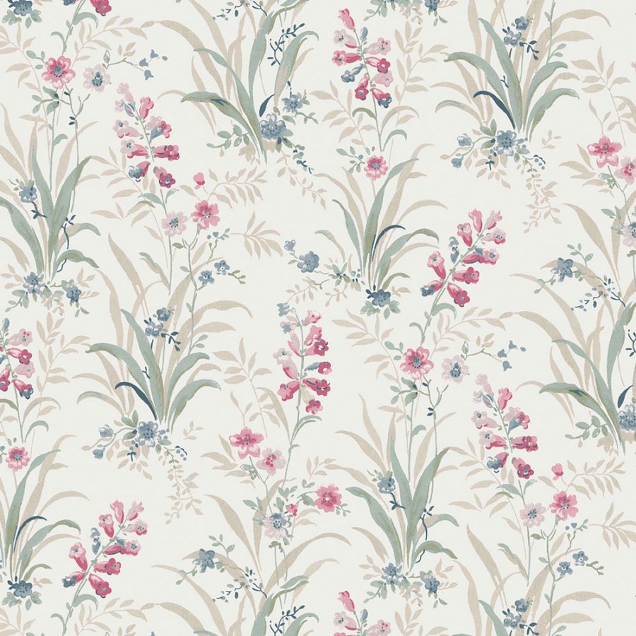 Tapeta na zeď, zelená, růžová, luční květy, Laura Ashley 4 - Tapety Yara