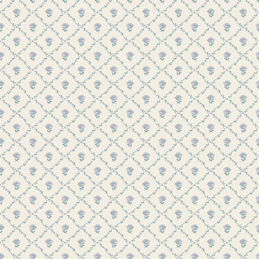Tapeta na zeď, modrá, bílá, růžičky, Laura Ashley 4