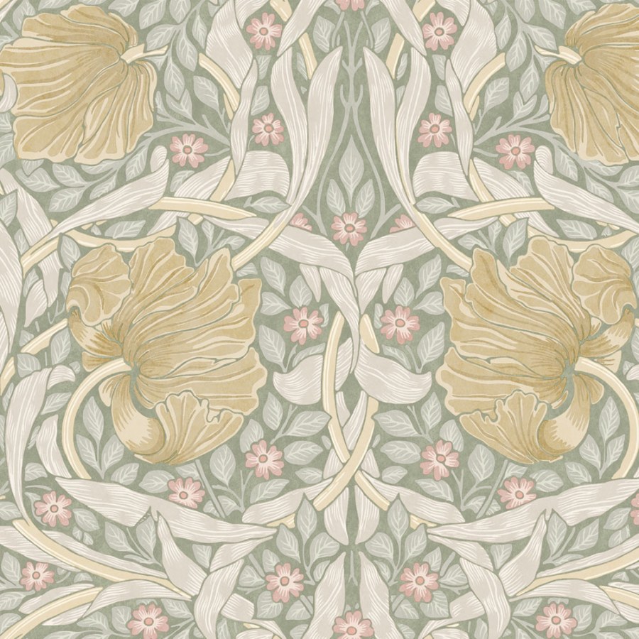 Tapeta na zeď, zelená, okrová, květiny, William Morris at Home vol. 2