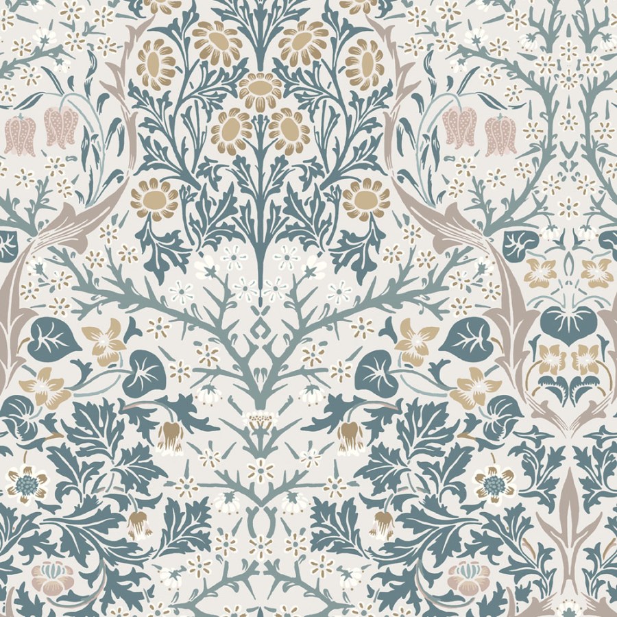 Tapeta na zeď, béžová, šedá, květiny, listy, William Morris at Home vol. 2 - Tapety Yara