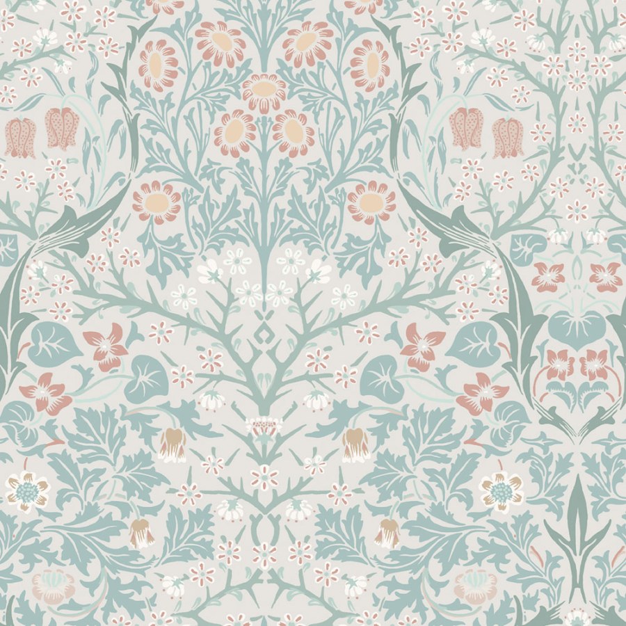 Tapeta na zeď, šedá, zelená, květiny, listy, William Morris at Home vol. 2 - Tapety Yara