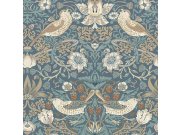 Tapeta na zeď, modrá, béžová, květiny, ptáci, William Morris at Home vol. 2