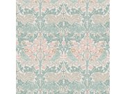 Tapeta na zeď, zelená, růžová, listy, stromy, ptáci, zajíčci, William Morris at Home vol. 2