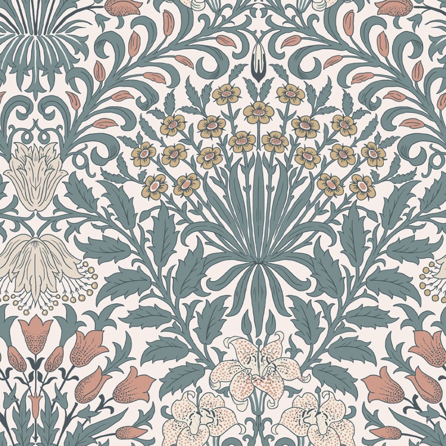 Tapeta na zeď, modrá, žlutá, květiny, listy, William Morris at Home vol. 2 - Tapety Yara