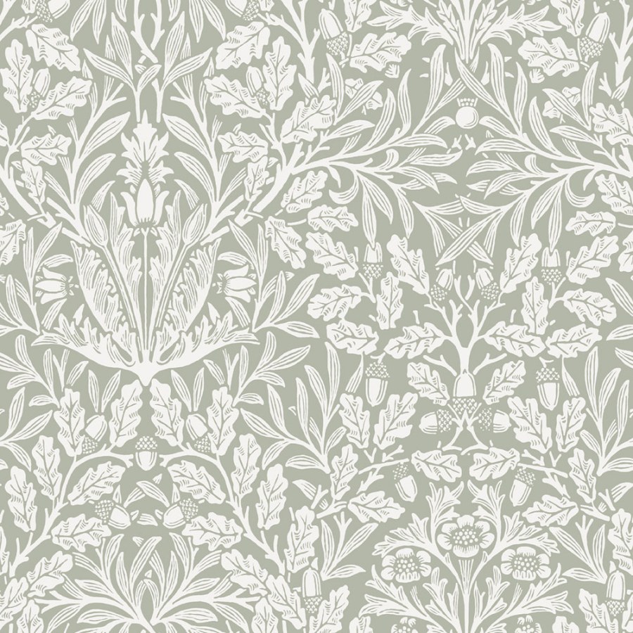 Tapeta na zeď, zelená, šedá, květiny, listy, William Morris at Home vol. 2 - Tapety Yara
