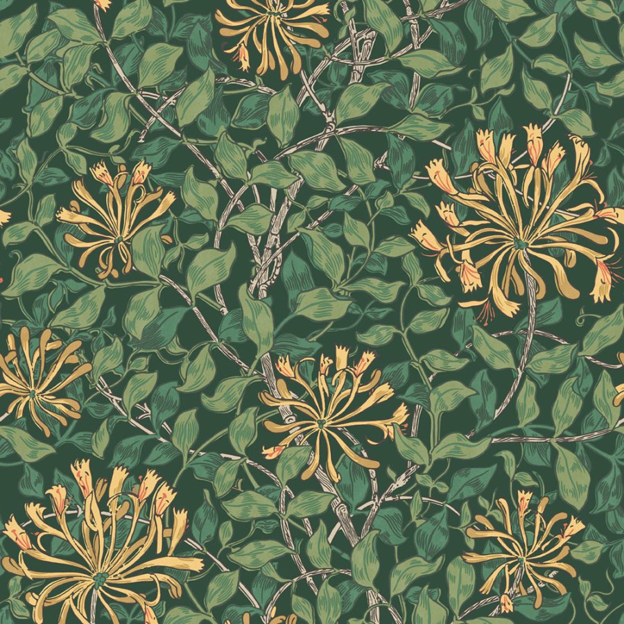 Tapeta na zeď, zelená, žlutá, květiny, listy, William Morris at Home vol. 2 - Tapety Yara