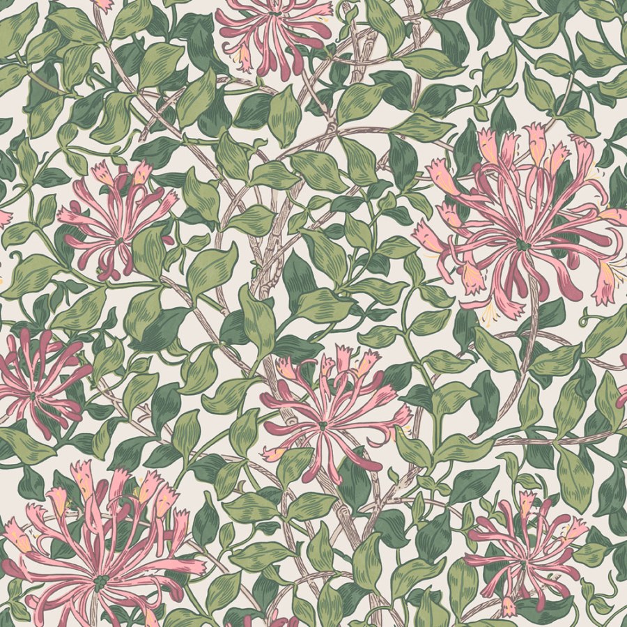 Tapeta na zeď, zelená, růžová, květiny, listy, William Morris at Home vol. 2 - Tapety Yara