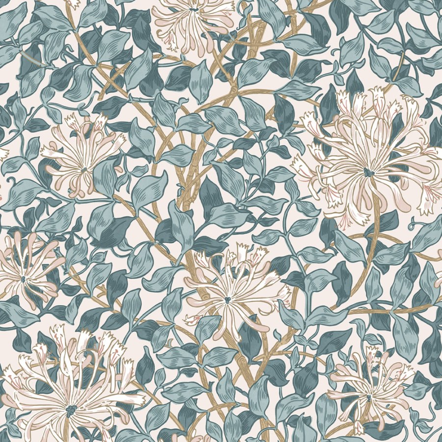 Tapeta na zeď, růžová, zelená, květiny, listy, William Morris at Home vol. 2 - Tapety Yara