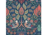 Tapeta na zeď, modrá, oranžová, květiny, ptáci, William Morris at Home vol. 2