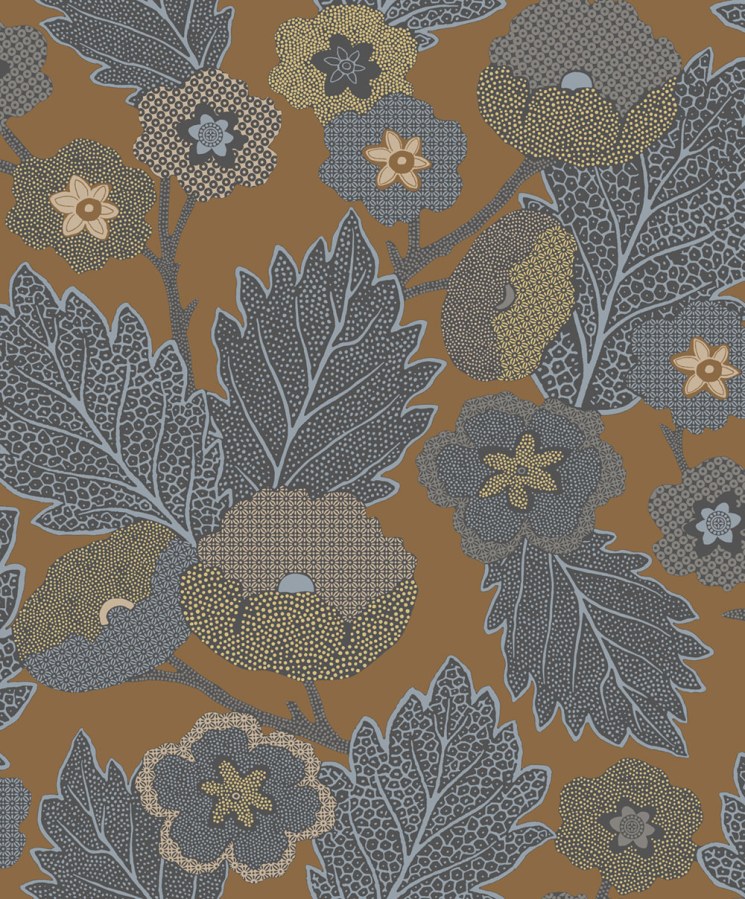 Tapety Yara - Tapeta na zeď, oranžová, šedá, květy, listy, Antibes, Decoprint Tapeta na zeď, oranžová, šedá, květy, listy, Antibes, Decoprint - Tapety Yara
