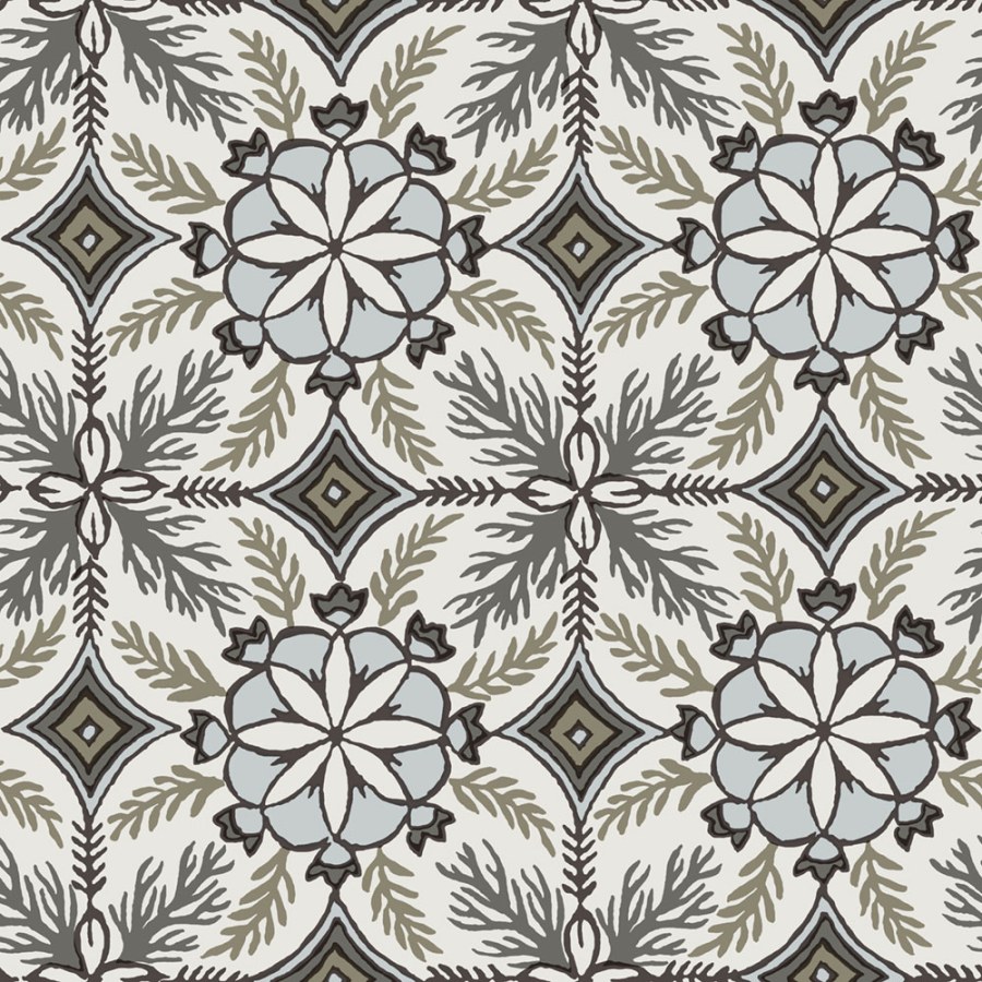 Tapeta na zeď, krémová, modrá, květinová ornamenty, Antibes, Decoprint Tapeta na zeď, krémová, modrá, květinová ornamenty, Antibes, Decoprint