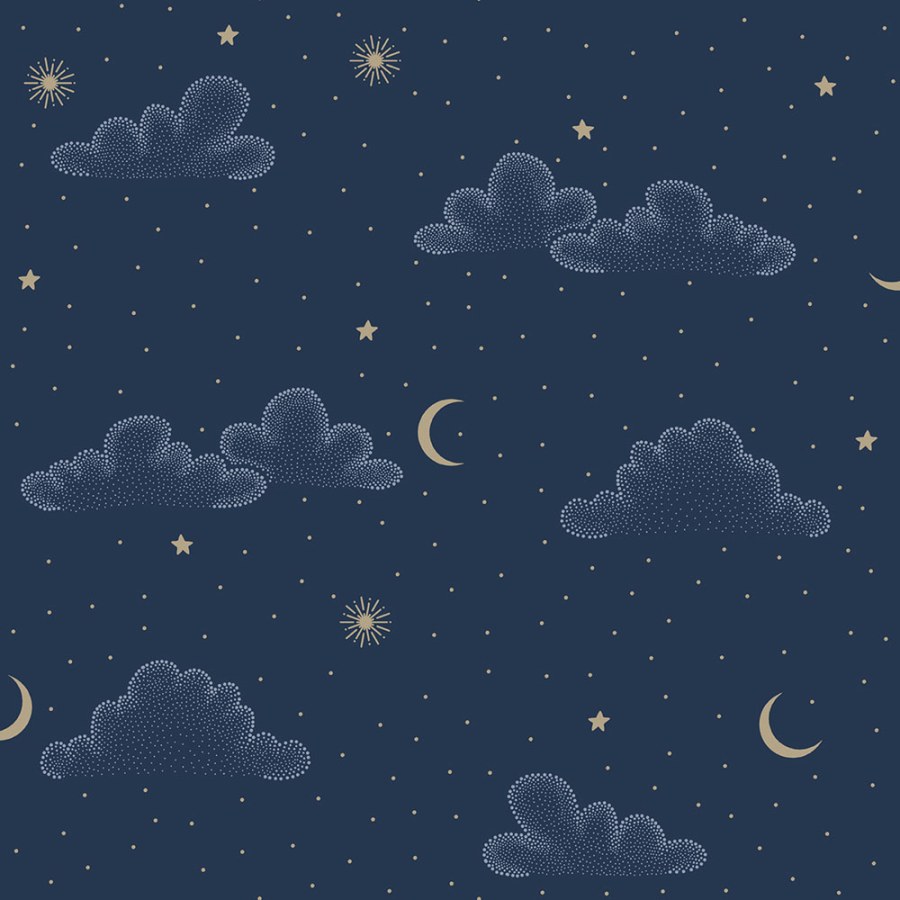 Tapety Yara - Tapeta na zeď, zlatá, modrá, puntíky, hvězdičky, Sweet Dreams, Ugépa Tapeta na zeď, zlatá, modrá, puntíky, hvězdičky, Sweet Dreams, Ugépa - Tapety Yara