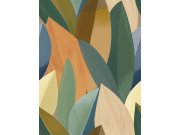 Tapety Yara - Obrazová tapeta na zeď, modrá, oranžová, listy, Serenity, Decoprint Obrazová tapeta na zeď, modrá, oranžová, listy, Serenity, Decoprint