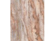 Tapeta na zeď, růžová, hnědá, imitace mramoru, Structured Walls, Grandeco
