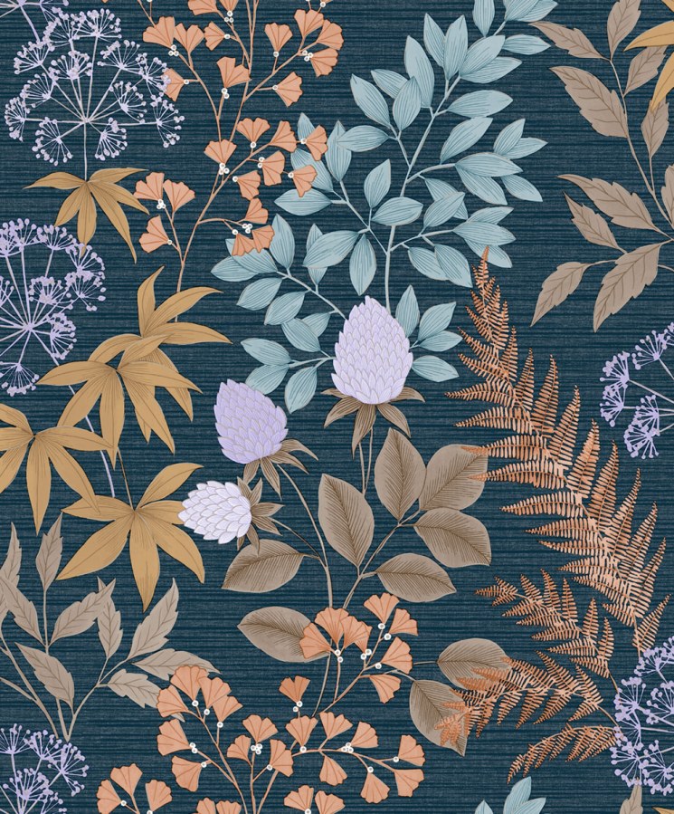 Tapeta na zeď, tmavě modrá, fialová, květiny, listy, Flora, Ugépa Tapeta na zeď, tmavě modrá, fialová, květiny, listy, Flora, Ugépa