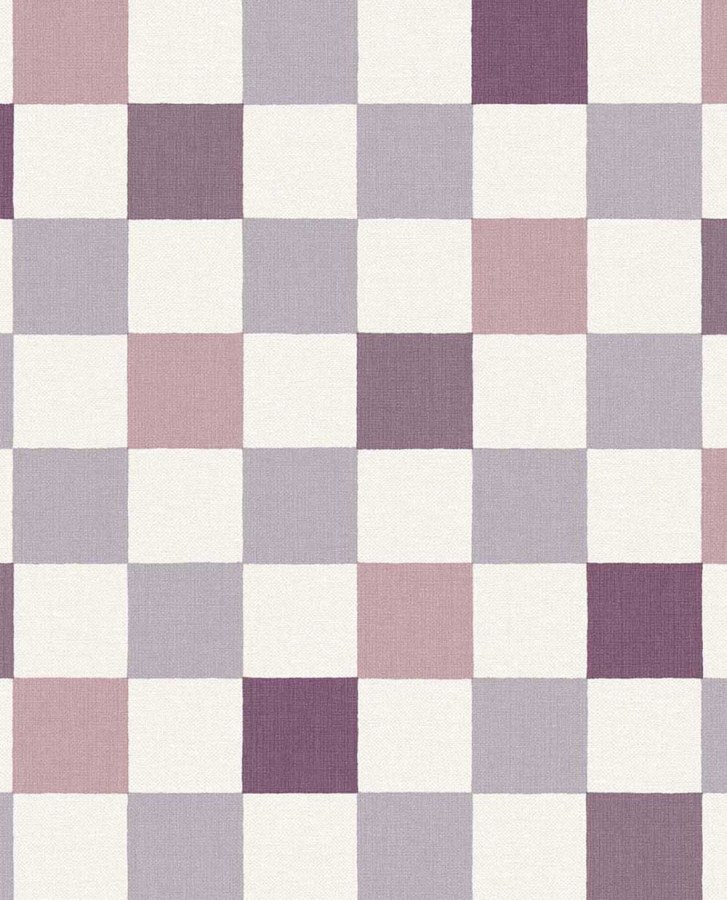 Tapeta na zeď, fialová, růžová, imitace kostkovaná látky, Tiny Treasures, Eijffinger - Tapety Yara