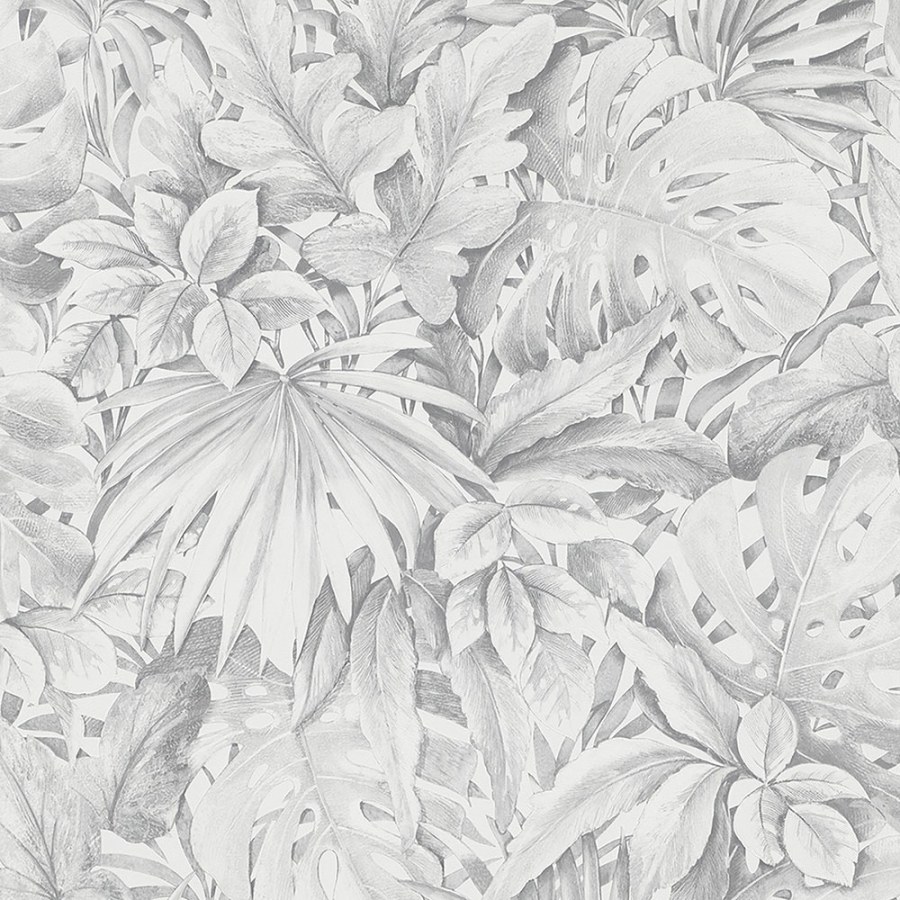 Šedá tapeta s listy 33308, Botanica, Marburg 
