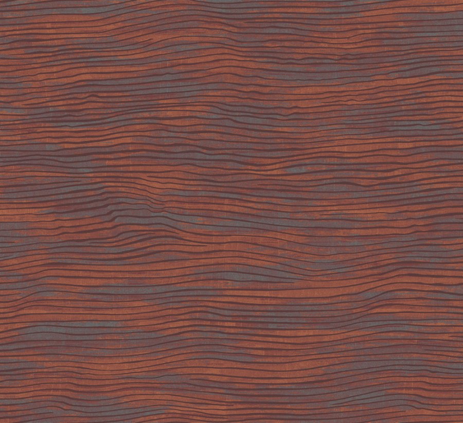 Tapety Yara - Tapeta na zeď, vínovo-oranžovo-modrá, imitace látky, vlnky, Ray, Masureel Tapeta na zeď, vínovo-oranžovo-modrá, imitace látky, vlnky, Ray, Masureel - Tapety Yara