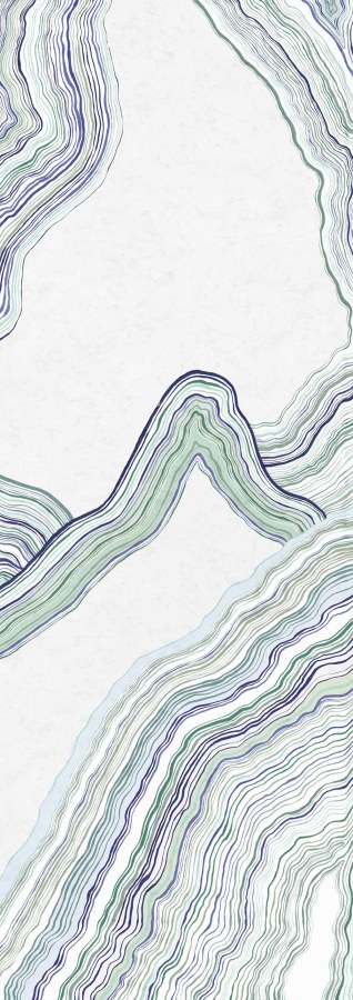 Tapety Yara - Abstraktní obrazová tapeta na zeď, zelená, modrá, Pruhy, Erosion, Masureel Abstraktní obrazová tapeta na zeď, zelená, modrá, Pruhy, Erosion, Masureel - Tapety Yara