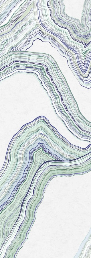 Tapety Yara - Abstraktní obrazová tapeta na zeď, zelená, modrá, Pruhy, Erosion, Masureel Abstraktní obrazová tapeta na zeď, zelená, modrá, Pruhy, Erosion, Masureel - Tapety Yara
