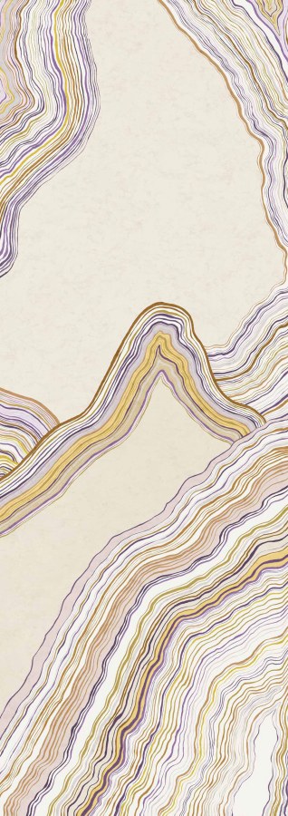 Tapety Yara - Abstraktní obrazová tapeta na zeď, fialová, žlutá, Pruhy, Erosion, Masureel Abstraktní obrazová tapeta na zeď, fialová, žlutá, Pruhy, Erosion, Masureel - Tapety Yara
