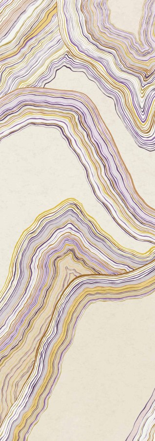 Tapety Yara - Abstraktní obrazová tapeta na zeď, fialová, žlutá, Pruhy, Erosion, Masureel Abstraktní obrazová tapeta na zeď, fialová, žlutá, Pruhy, Erosion, Masureel - Tapety Yara