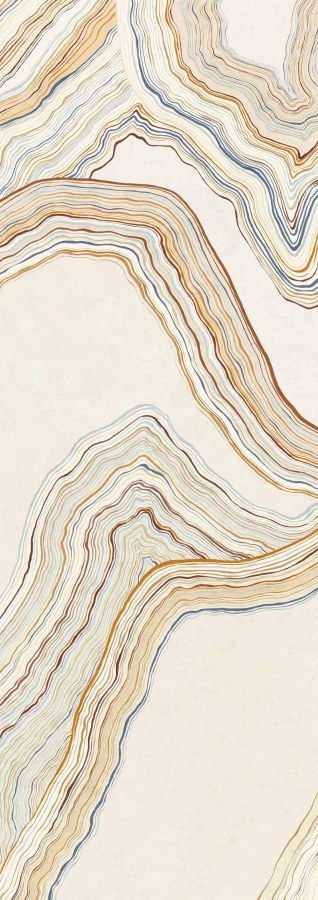 Abstraktní obrazová tapeta na zeď, krémová, modrá, Pruhy, Erosion, Masureel - Tapety Yara