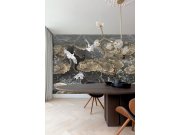 Obrazová tapeta na zeď, černá, šedá, letící jeřábi, Traces, Masureel Tapety Yara