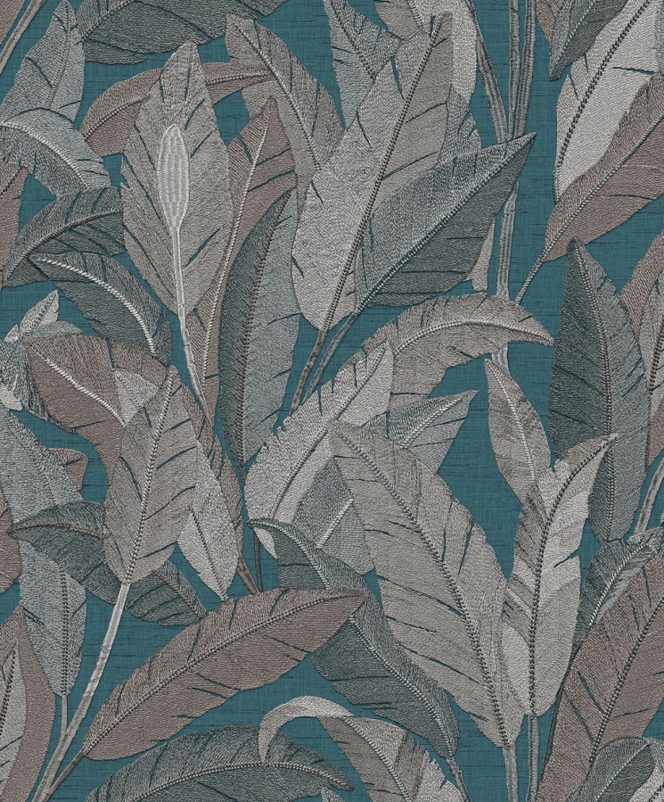 Tapety Yara - Tapeta na zeď, petrolejová, šedá, listy, Renaissance, Design Id Tapeta na zeď, petrolejová, šedá, listy, Renaissance, Design Id - Tapety Yara