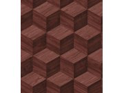 3D tapeta na zeď, červeno-hnědá, imitace dřeva, Renaissance, Design Id