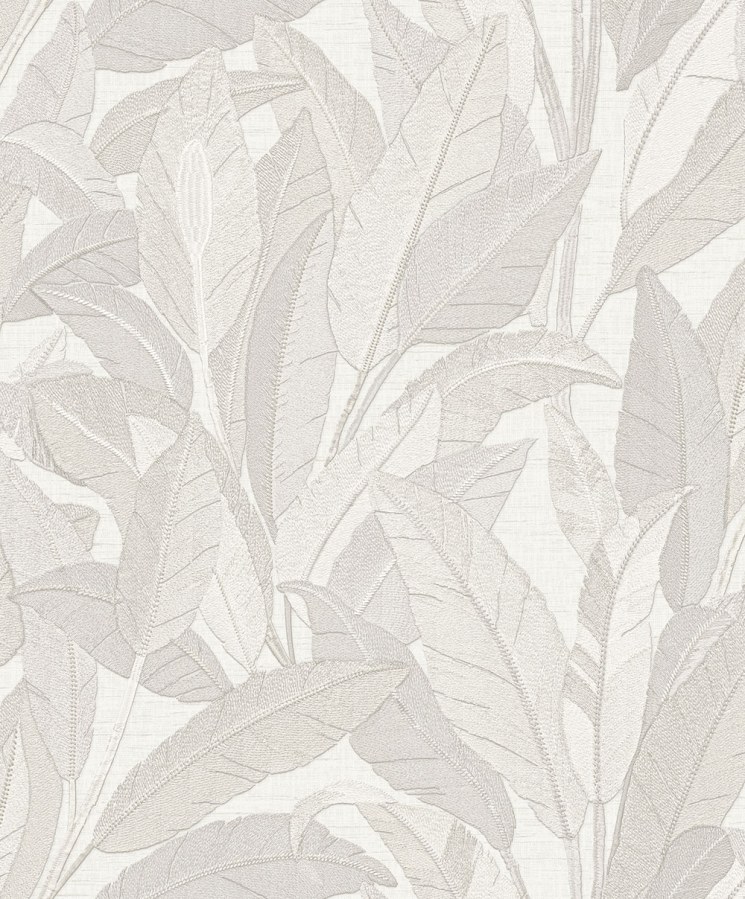 Tapeta na zeď, bílá, šedo-stříbrná, listy, Renaissance, Design Id - Tapety Yara
