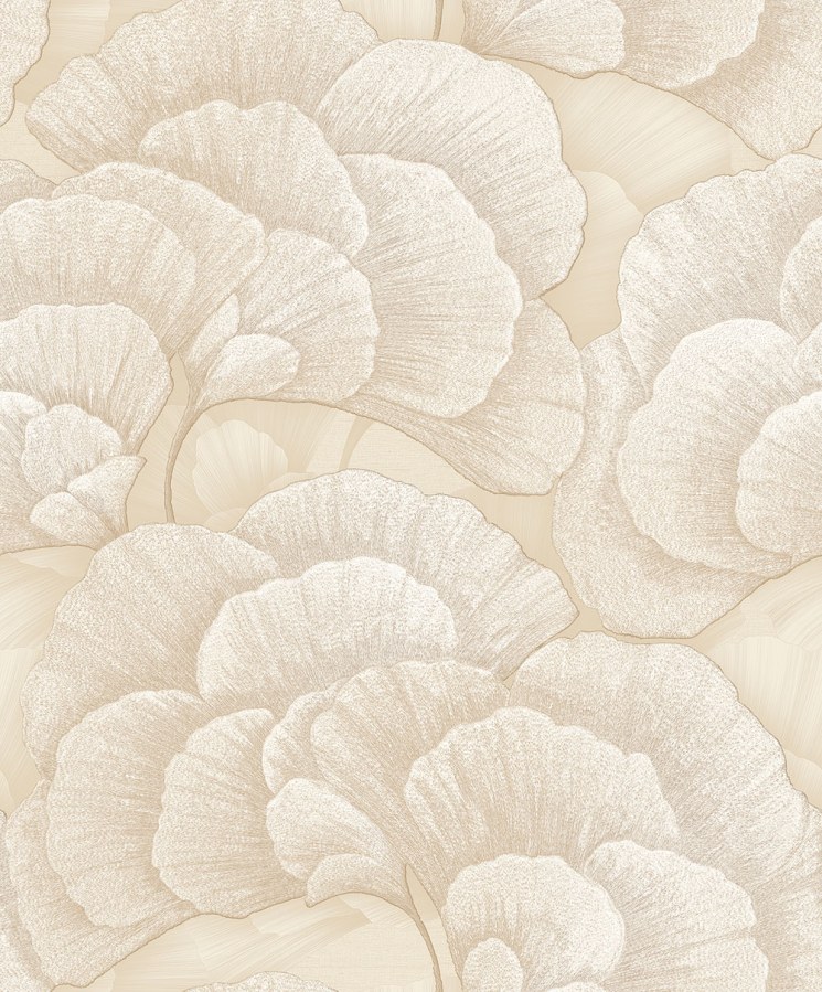 Tapety Yara - Tapeta na zeď, světle béžová, zlatá, listy Gingka, Renaissance, Design Id Tapeta na zeď, světle béžová, zlatá, listy Gingka, Renaissance, Design Id - Tapety Yara