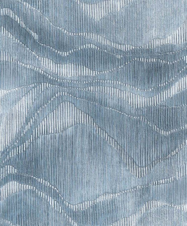 Geometrická tapeta, modrá, pruhy, vlnky, Tide, Marburg - Tapety Yara