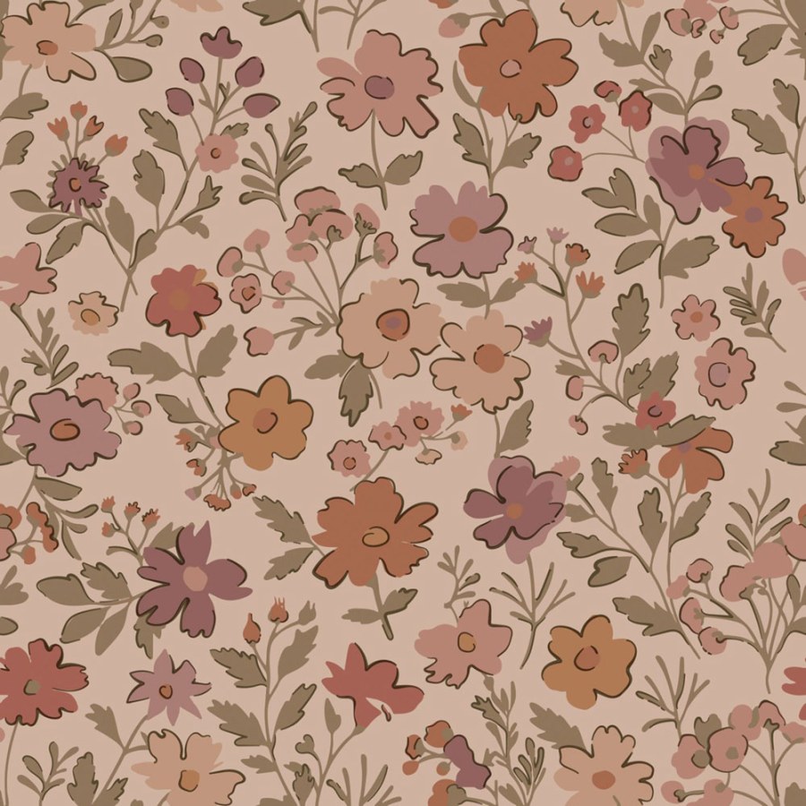 Tapety Yara - Tapeta s květinami, růžová, béžovo-šedá (Taupe), Floral Fever, Esta Home Tapeta s květinami, růžová, béžovo-šedá (Taupe), Floral Fever, Esta Home - Tapety Yara