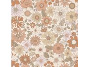 Tapety Yara - Tapeta s retro květinovým vzorem, krémová, růžovo-hnědá, Floral Fever, Esta Home Tapeta s retro květinovým vzorem, krémová, růžovo-hnědá, Floral Fever, Esta Home