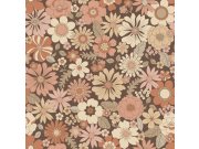 Tapety Yara - Tapeta s retro květinovým vzorem, hnědá, béžová, Floral Fever, Esta Home Tapeta s retro květinovým vzorem, hnědá, béžová, Floral Fever, Esta Home