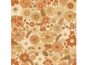 Tapety Yara - Tapeta s retro květinovým vzorem, žlutá, oranžová, Floral Fever, Esta Home Tapeta s retro květinovým vzorem, žlutá, oranžová, Floral Fever, Esta Home