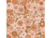 Tapety Yara - Tapeta s retro květinovým vzorem, béžová, oranžová, Floral Fever, Esta Home Tapeta s retro květinovým vzorem, béžová, oranžová, Floral Fever, Esta Home