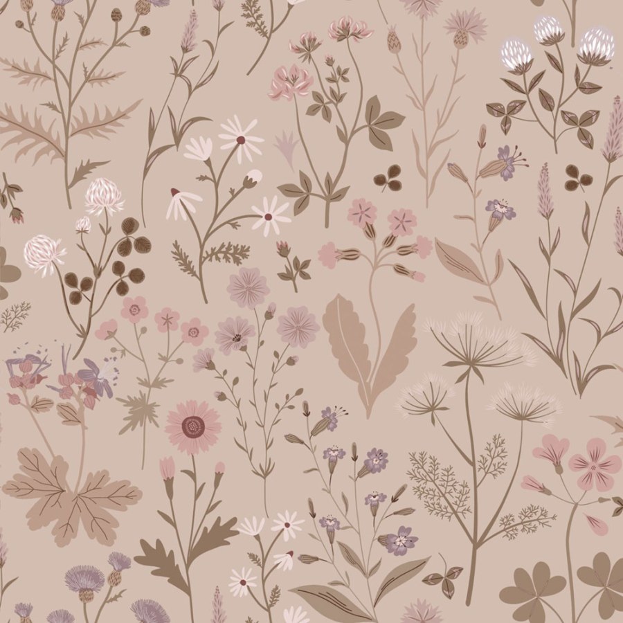 Tapeta s lučními květinami, růžová, Floral Fever, Esta Home Tapeta s lučními květinami, růžová, Floral Fever, Esta Home