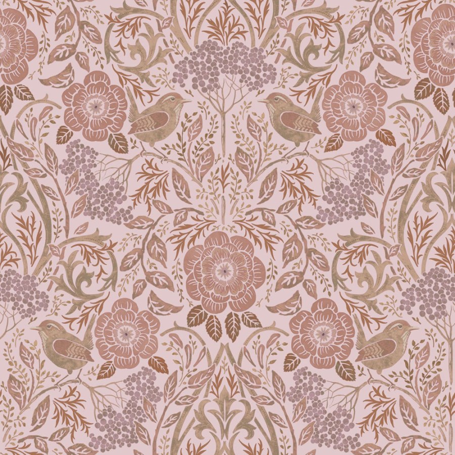 Tapety Yara - Tapeta s květinami a ptáky, růžová, Floral Fever, Esta Home Tapeta s květinami a ptáky, růžová, Floral Fever, Esta Home - Tapety Yara