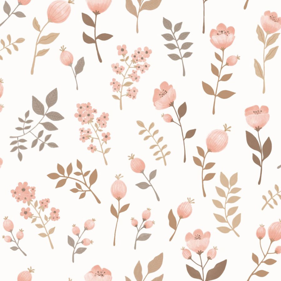 Tapeta s květinami, růžová, zelená, Floral Fever, Esta Home - Tapety Yara